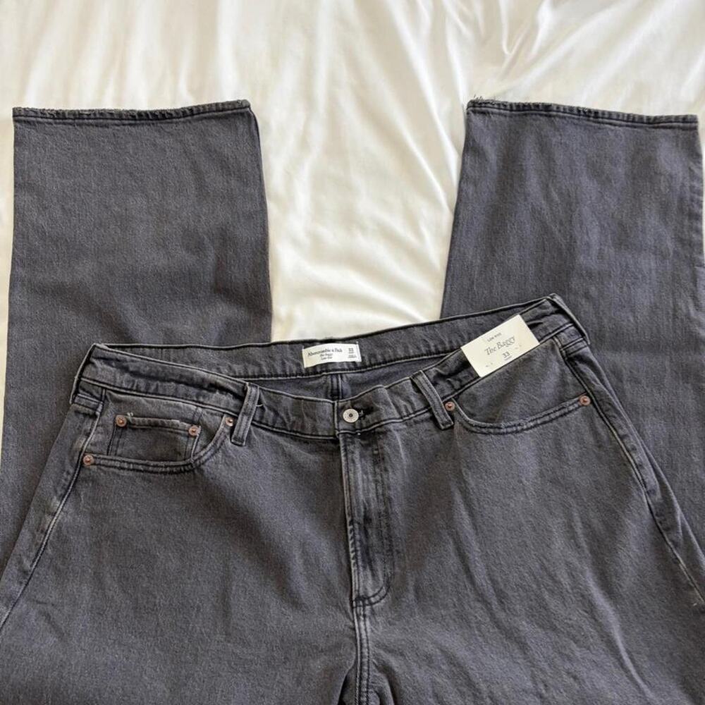 New abercrombie low rise black baggy jeans 33